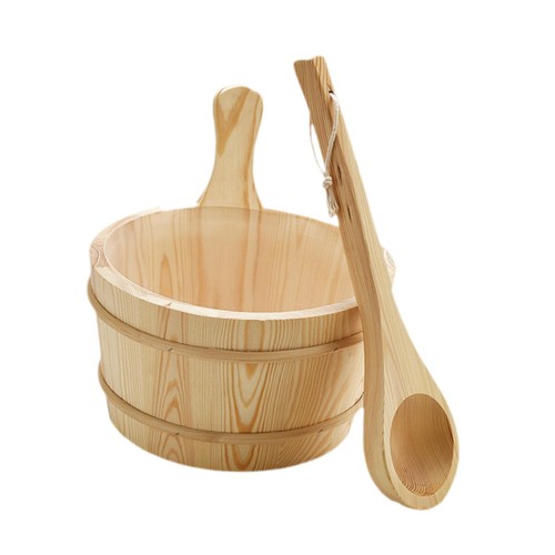 Wood sauna bucket and - wood, ladle