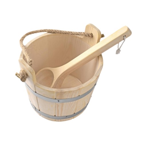 Wooden sauna barrel and ladle - wooden,