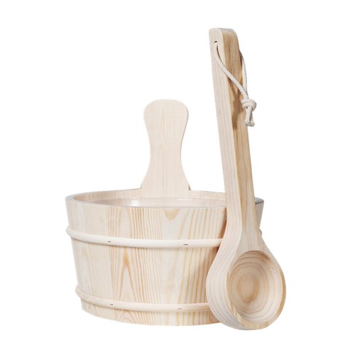 Sauna wooden bucket and - bucket, ladle