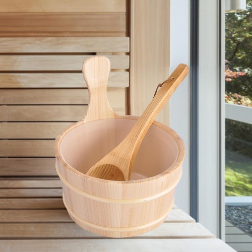 Natural wooden sauna bucket - wooden,