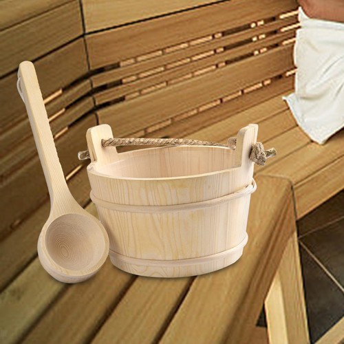 Wood sauna barrel and - and, ladle