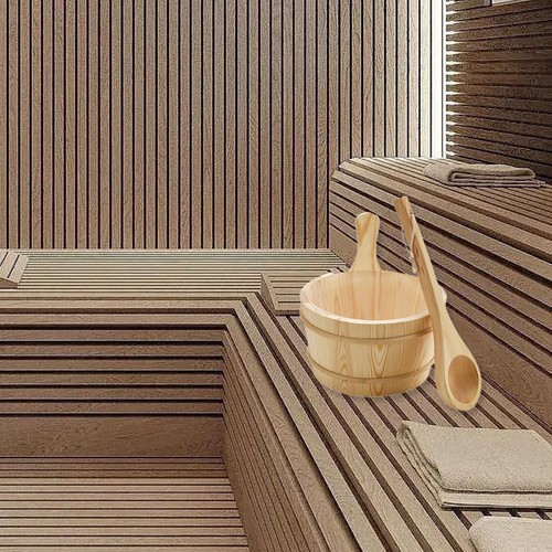 Wood sauna barrel and ladle - 4l,
