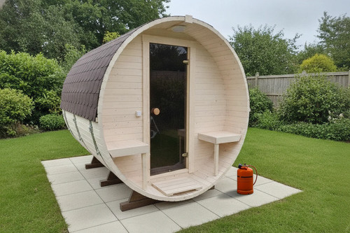 Outdoor barrel sauna - outdoor, gas