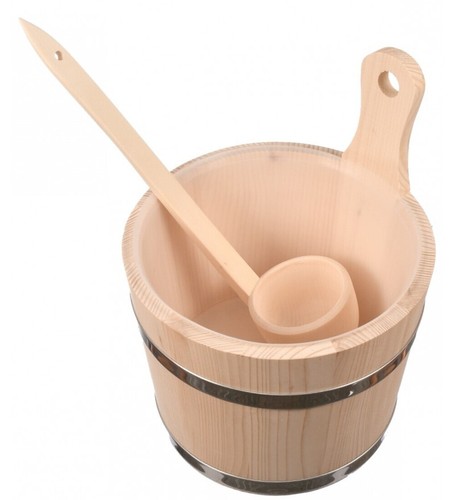 Large wooden sauna bucket - wooden,