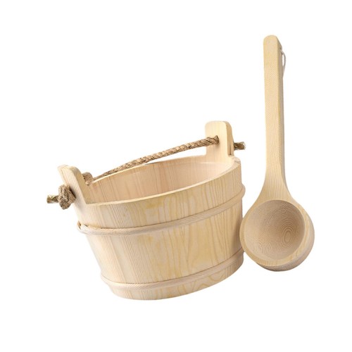 Wood sauna barrel and - wood, ladle
