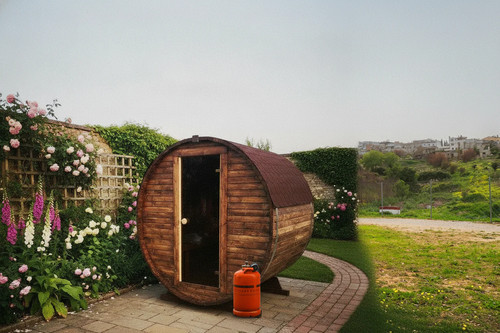 Outdoor barrel sauna gas - outdoor,