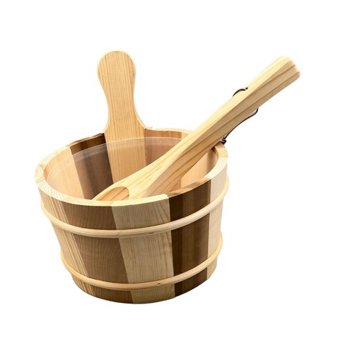 Wood sauna barrel and ladle - and,